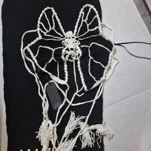 NWT Elegant Black & White Crochet Butterfly Skirt Set